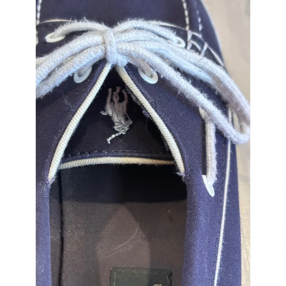 Polo Ralph Lauren Franz P Mens 10.5 D Navy Blue Canvas Boat Shoes Sneakers
